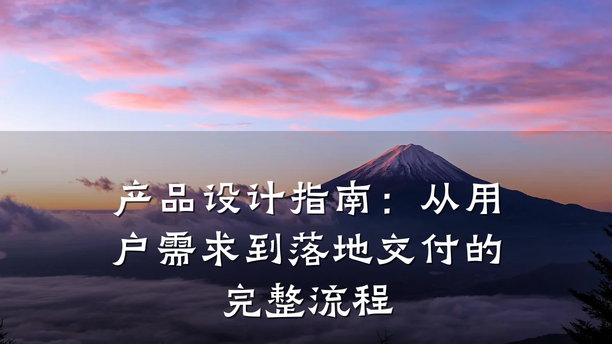 产品设计指南：从用户需求到落地交付的完整流程