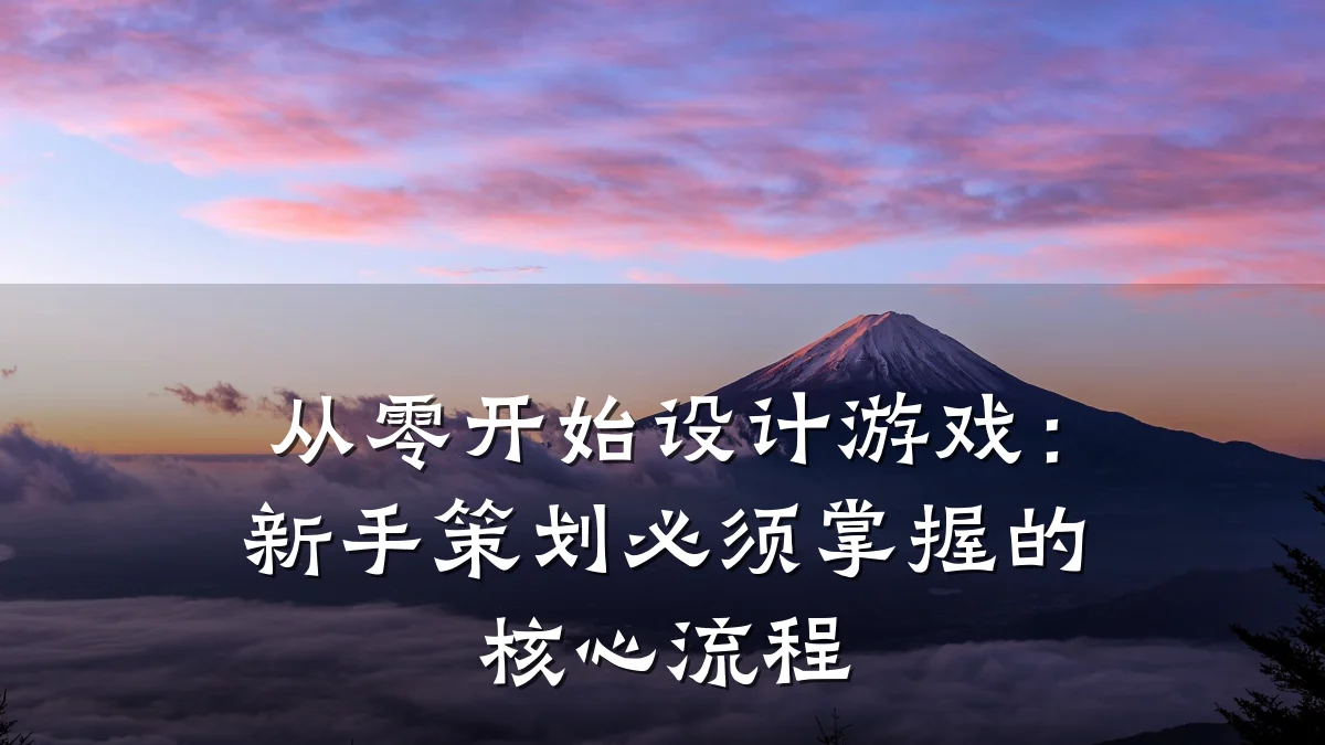 从零开始设计游戏:新手策划必须掌握的核心流程