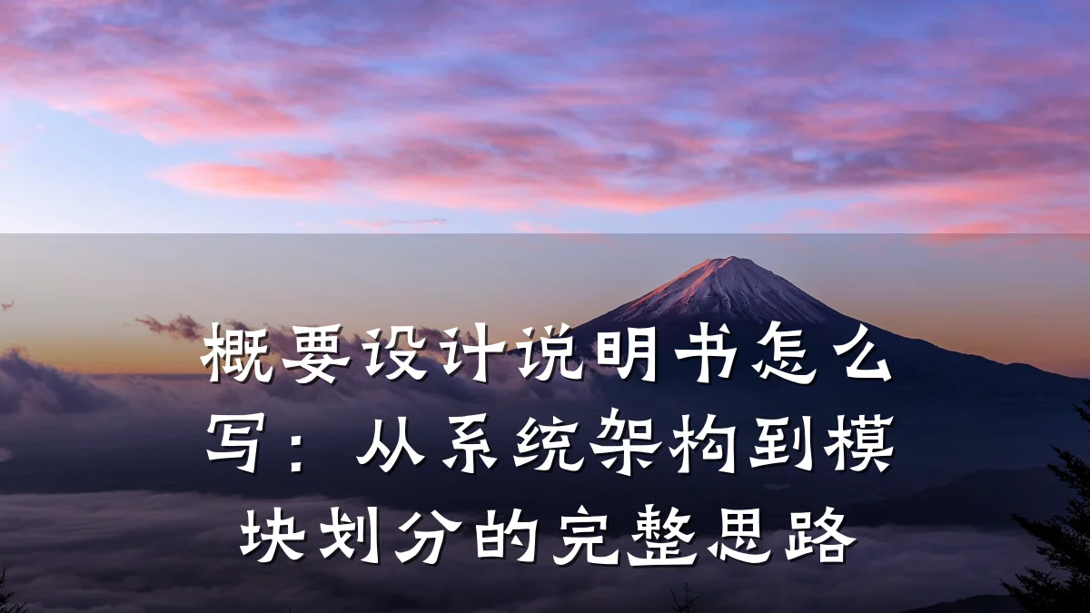 概要设计说明书怎么写:从系统架构到模块划分的完整思路