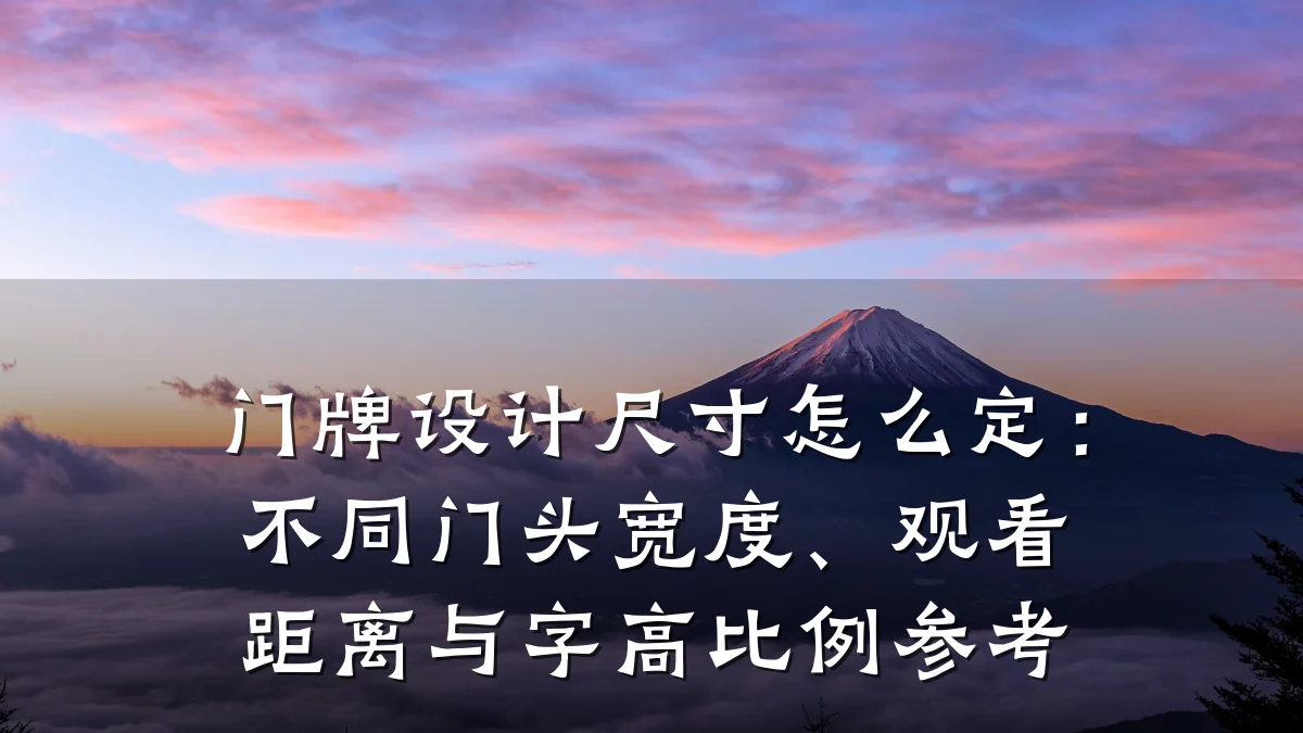 门牌设计尺寸怎么定:不同门头宽度、观看距离与字高比例参考