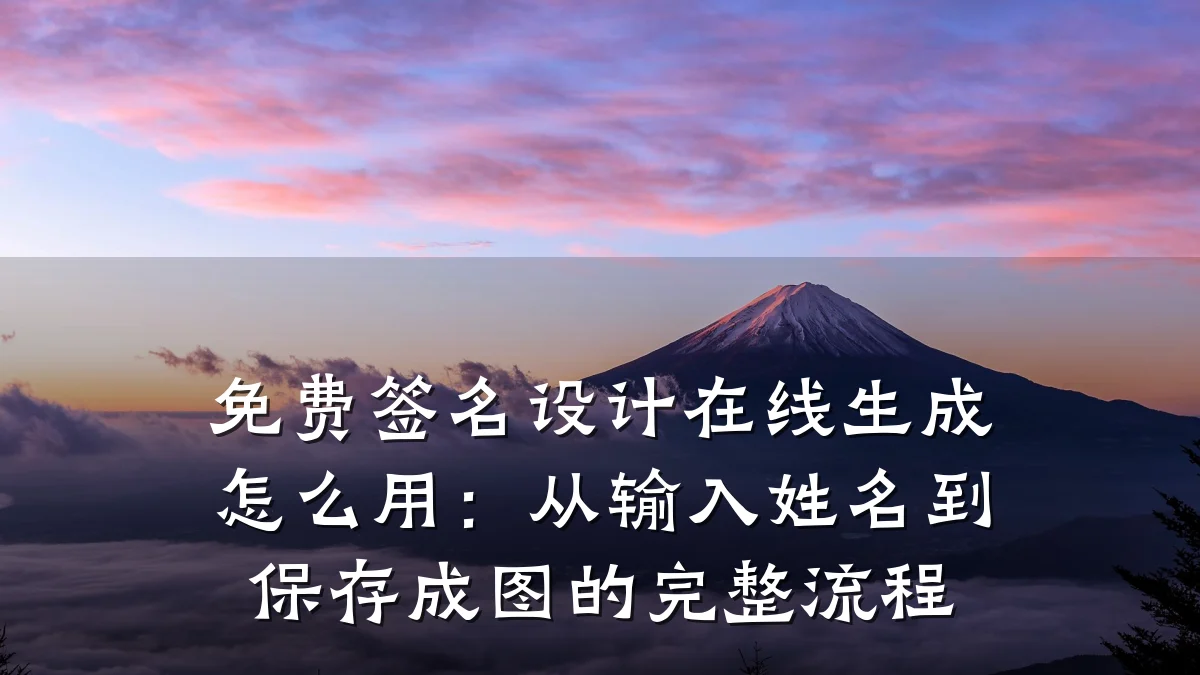 免费签名设计在线生成怎么用:从输入姓名到保存成图的完整流程