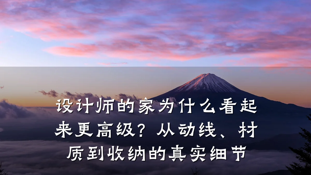 设计师的家为什么看起来更高级?从动线、材质到收纳的真实细节