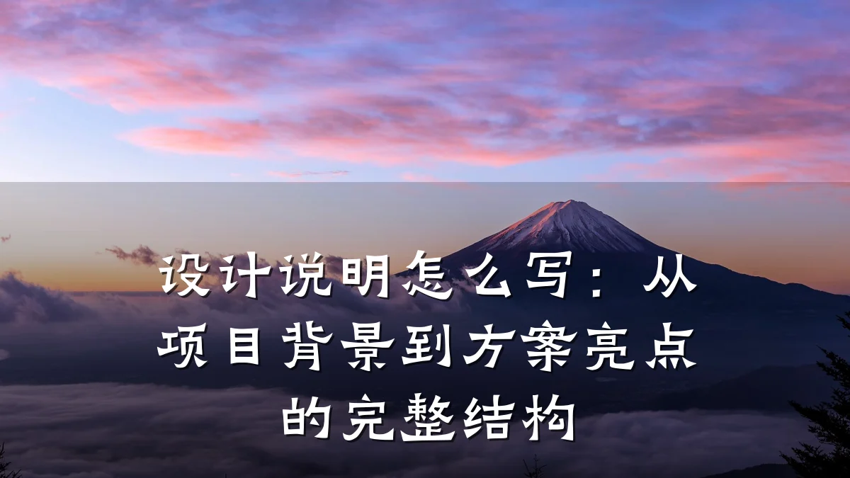 设计说明怎么写:从项目背景到方案亮点的完整结构