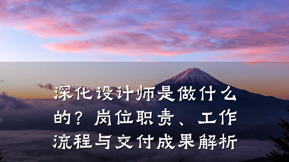 深化设计师是做什么的?岗位职责、工作流程与交付成果解析