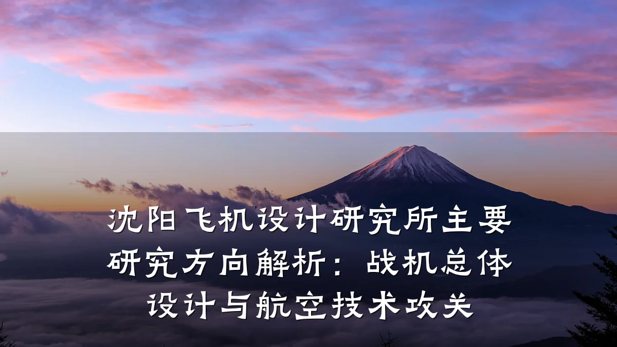 沈阳飞机设计研究所主要研究方向解析:战机总体设计与航空技术攻关