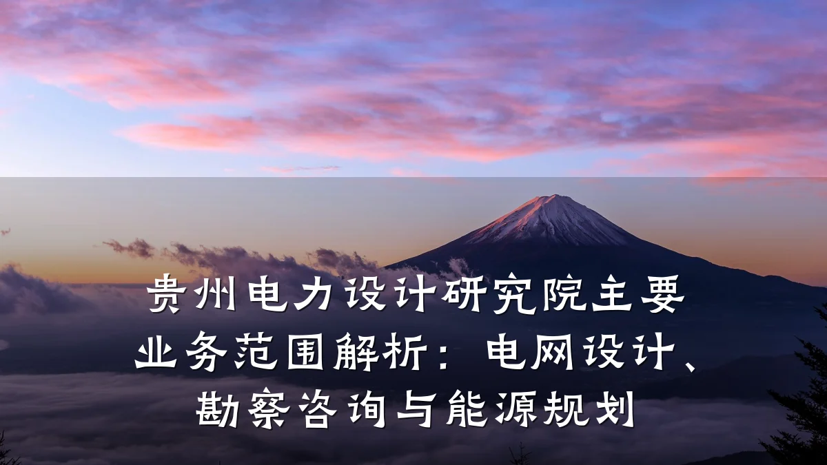 贵州电力设计研究院主要业务范围解析：电网设计、勘察咨询与能源规划