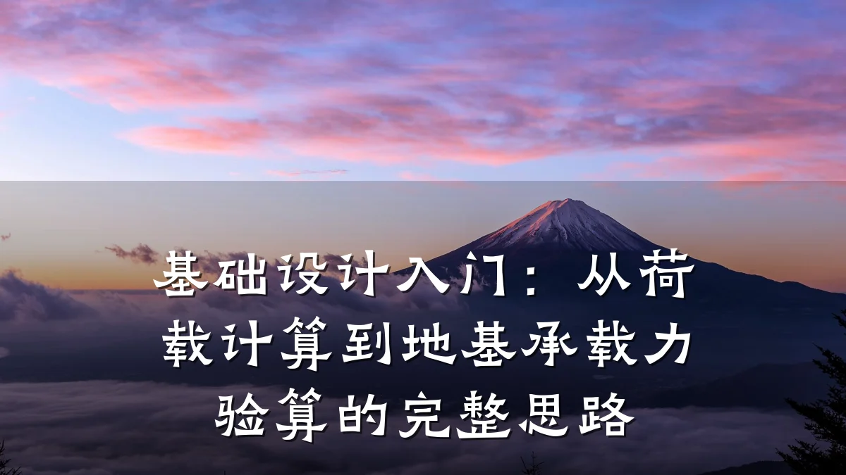 基础设计入门:从荷载计算到地基承载力验算的完整思路