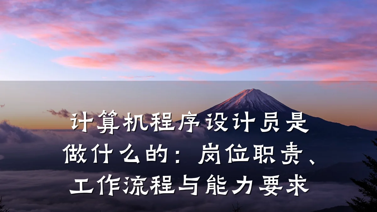 计算机程序设计员是做什么的:岗位职责、工作流程与能力要求