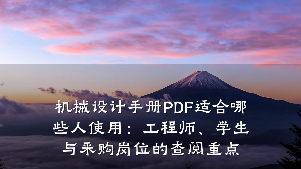 机械设计手册PDF适合哪些人使用:工程师、学生与采购岗位的查阅重点