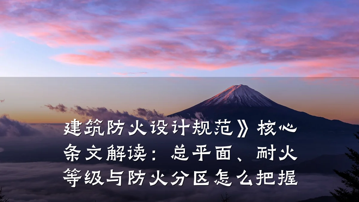 建筑防火设计规范》核心条文解读:总平面、耐火等级与防火分区怎么把握