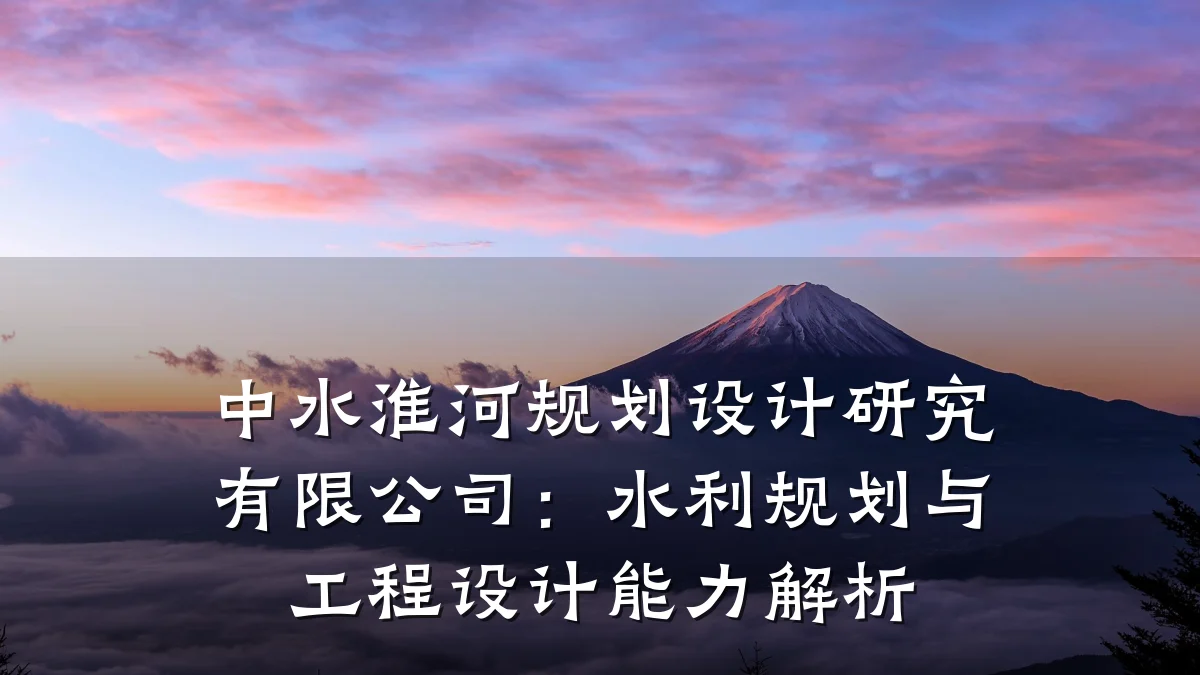 中水淮河规划设计研究有限公司：水利规划与工程设计能力解析